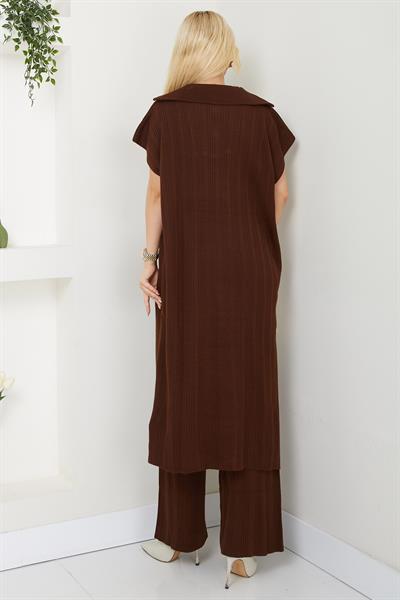 Pantolonlu Triko Takım Kahverengi SS2585