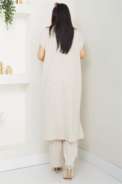 Pantolonlu Triko Takım Krem SS2585