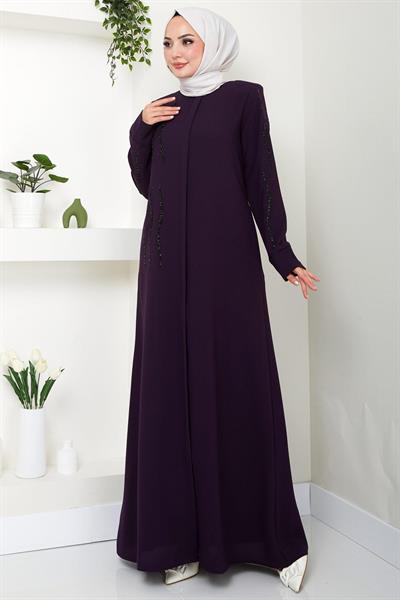 Sevgi Taşlı Ferace Mürdüm SS2481