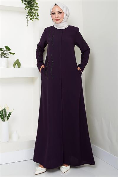 Sevgi Taşlı Ferace Mürdüm SS2481