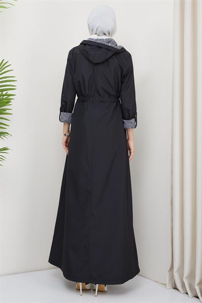 Uzun Fermuarlı Trençkot Siyah SS2332