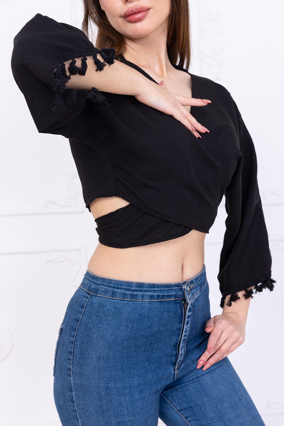 Bağlamalı Bluz Siyah SS2747