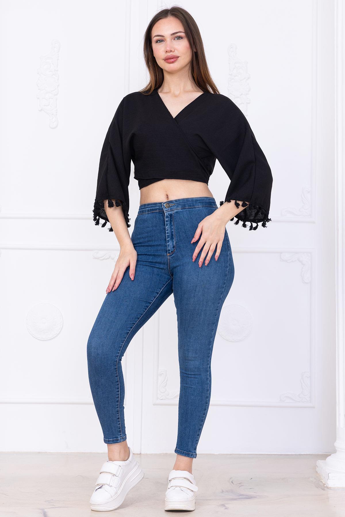 Bağlamalı Bluz Siyah SS2747