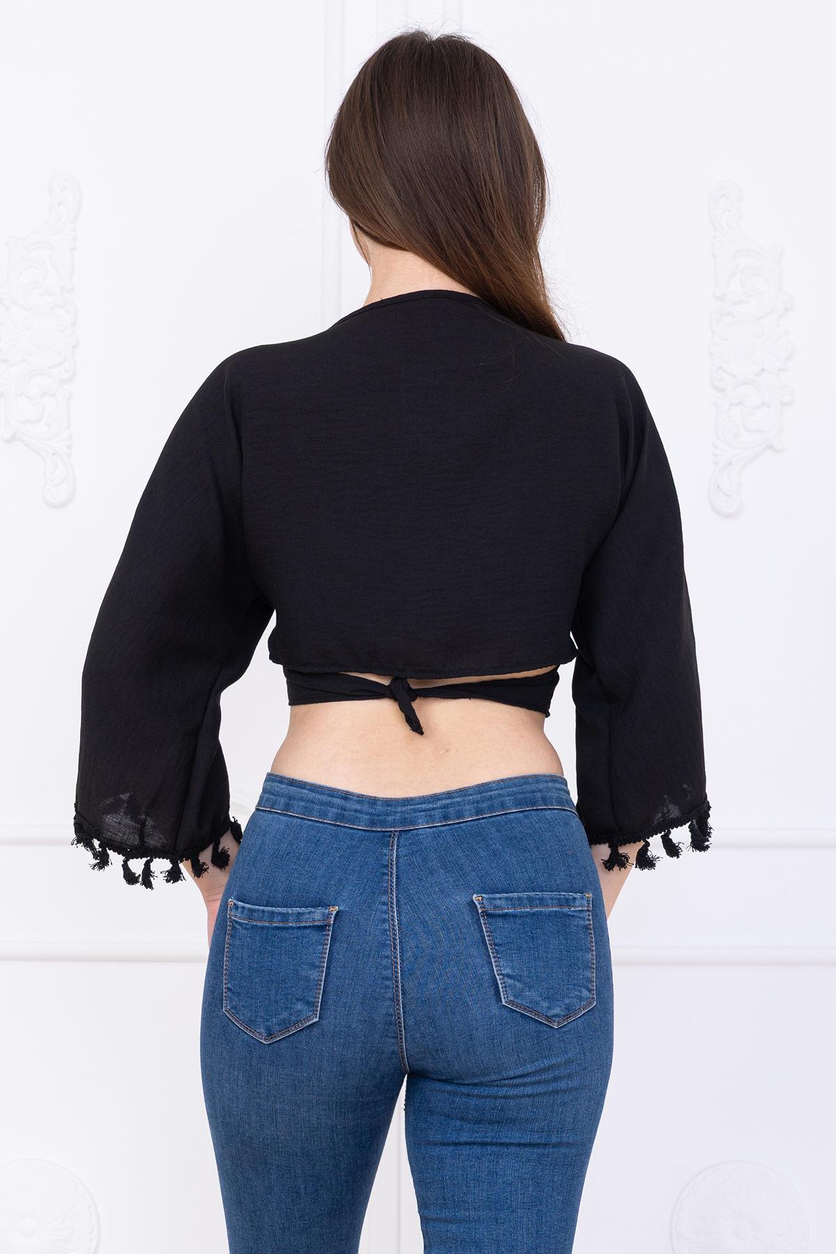 Bağlamalı Bluz Siyah SS2747