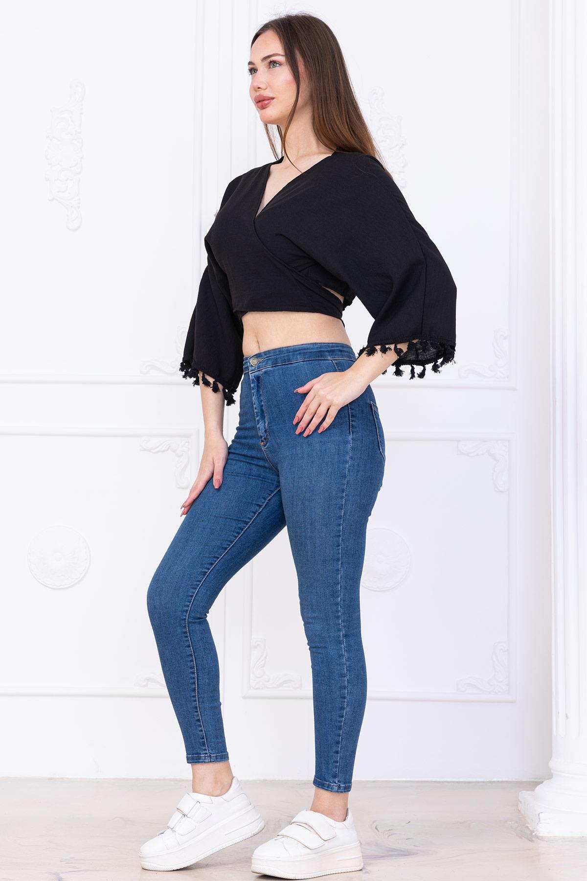 Bağlamalı Bluz Siyah SS2747