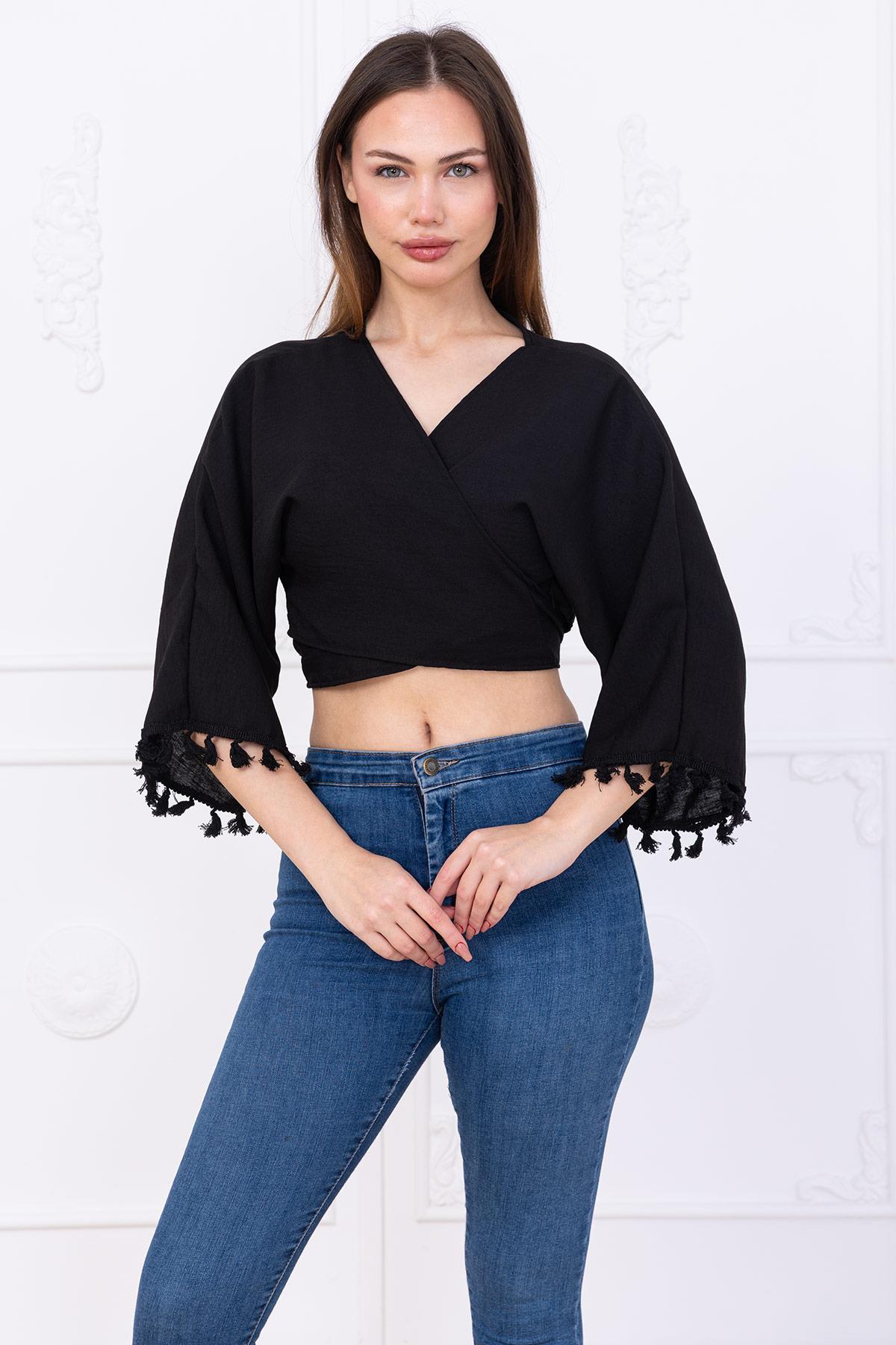 Bağlamalı Bluz Siyah SS2747