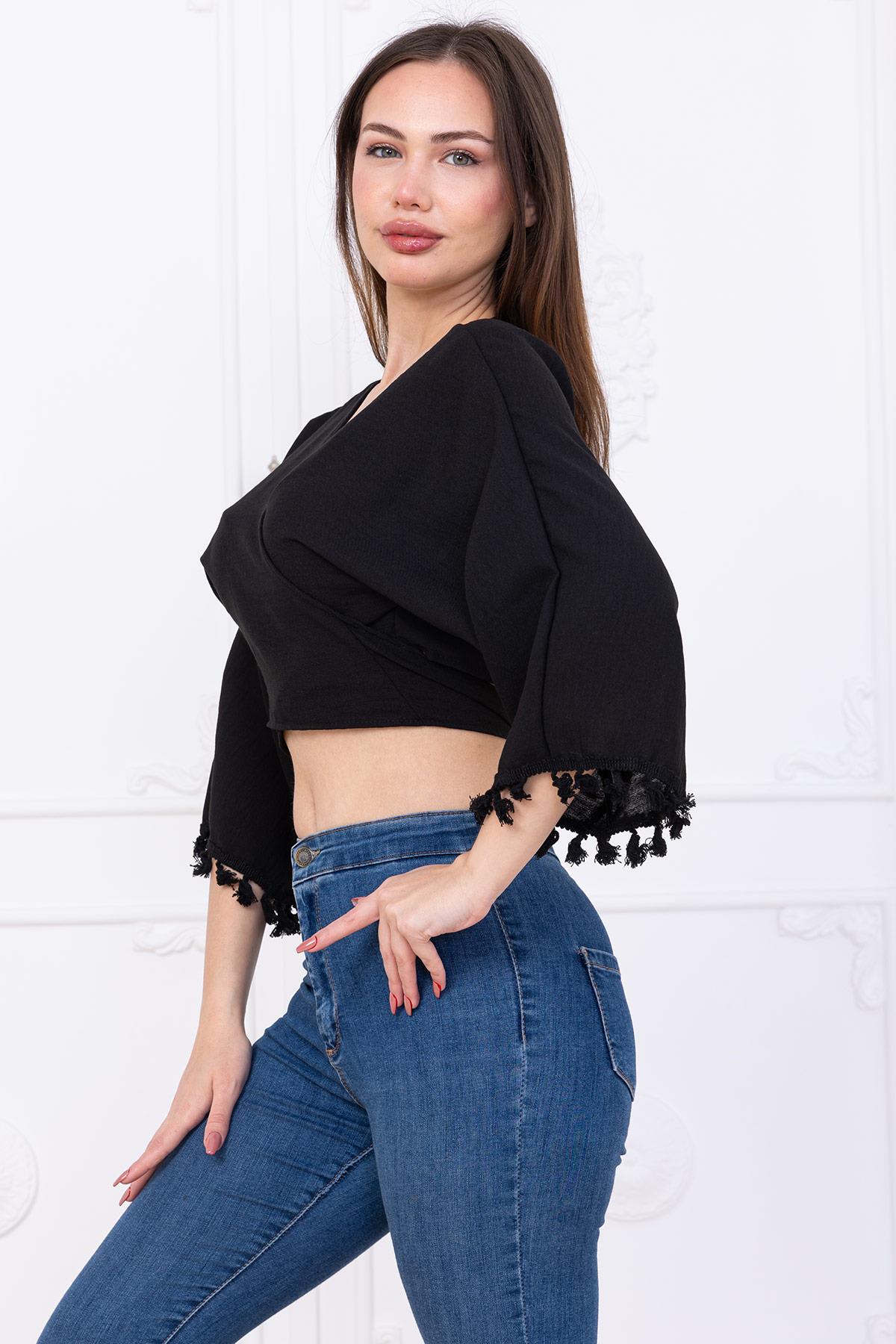 Bağlamalı Bluz Siyah SS2747