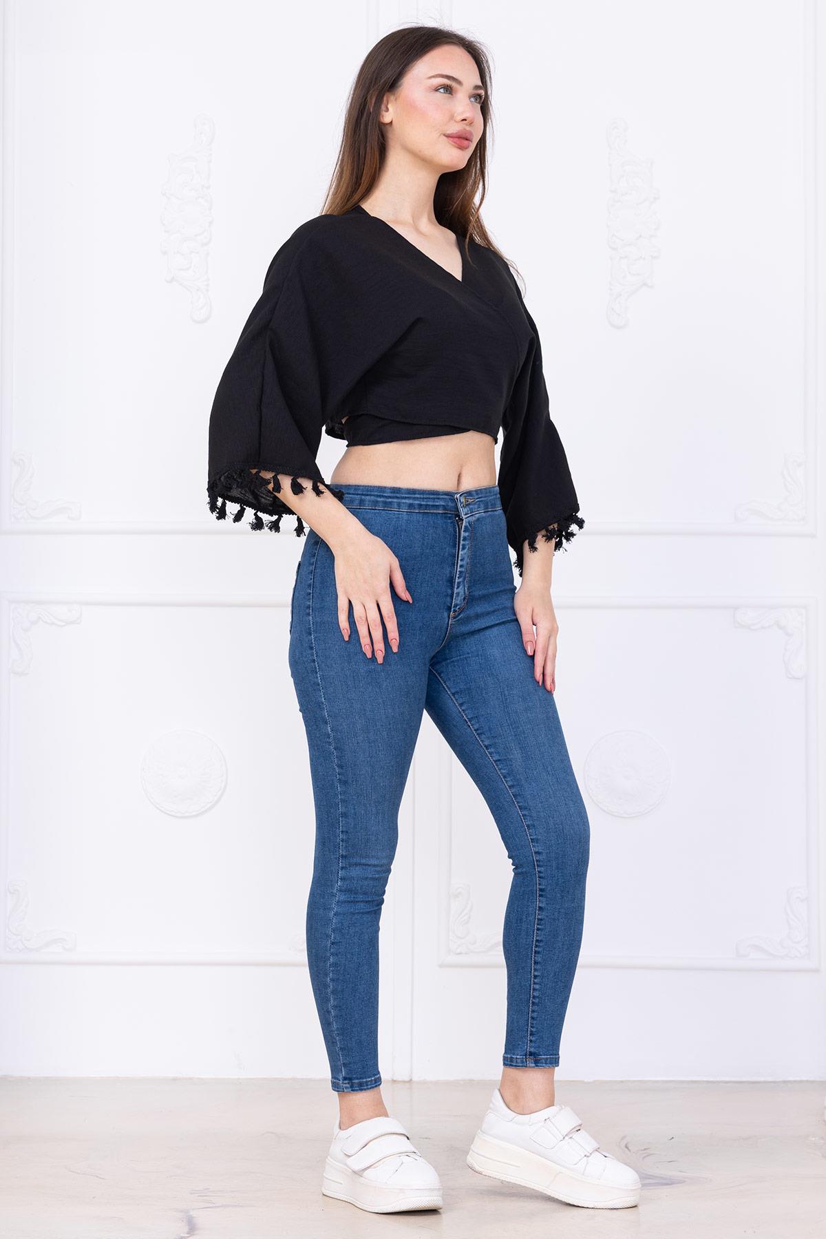 Bağlamalı Bluz Siyah SS2747