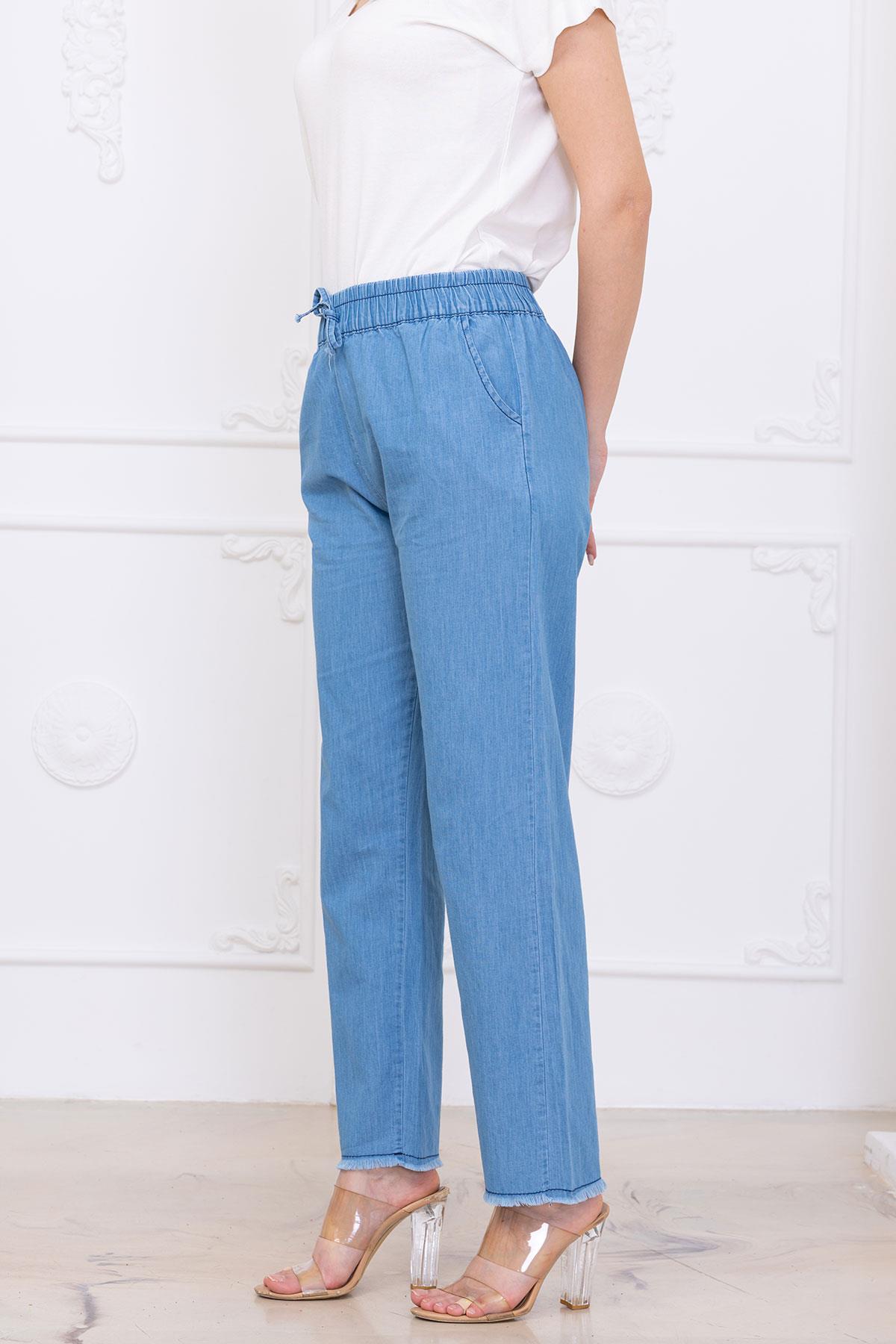 Beli Lastikli Pantolon Açık Mavi SS2726