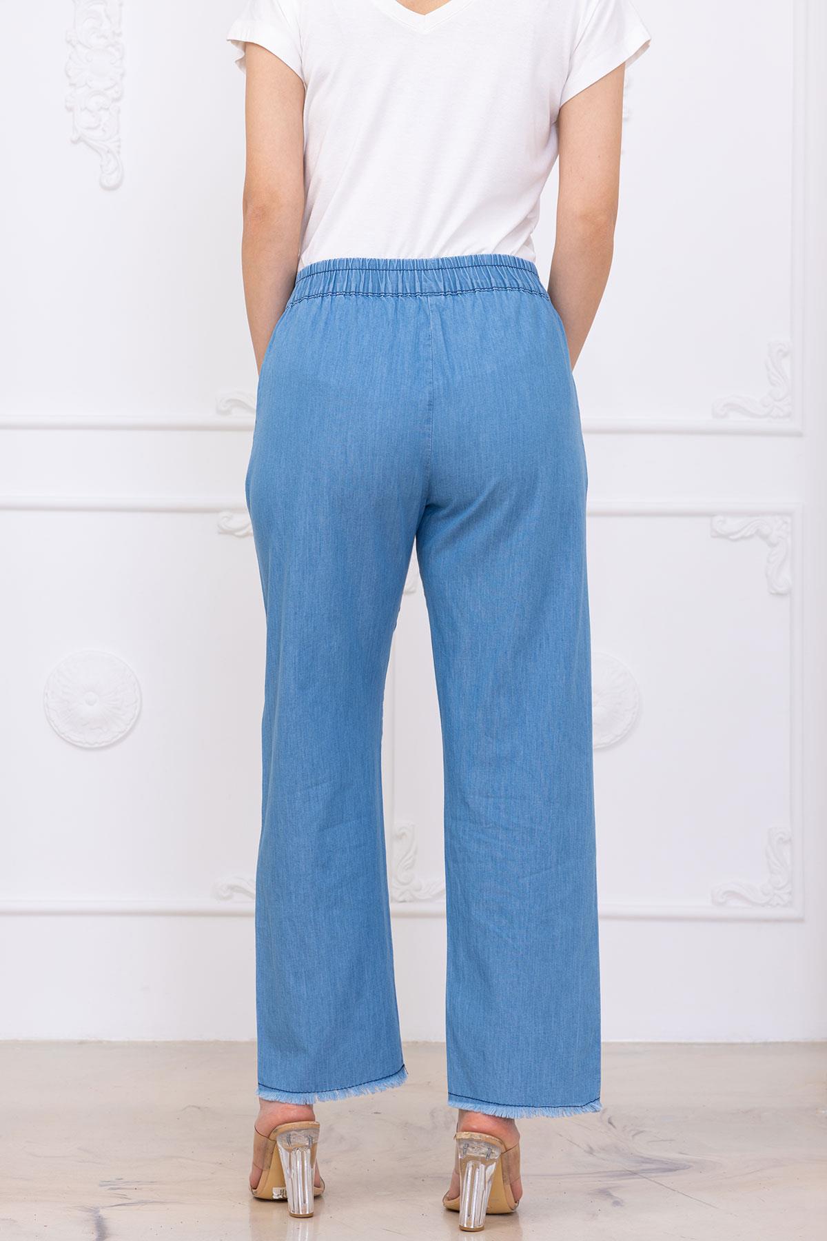 Beli Lastikli Pantolon Açık Mavi SS2726