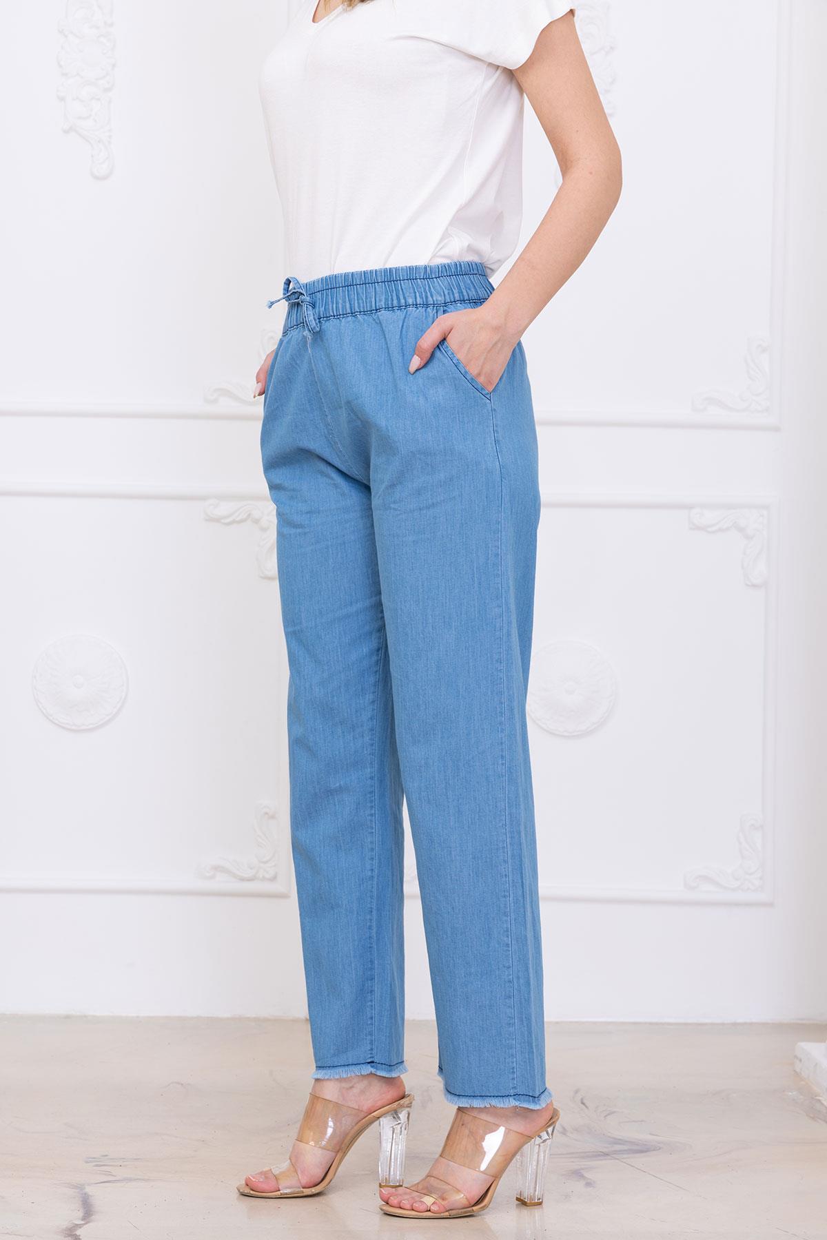Beli Lastikli Pantolon Açık Mavi SS2726