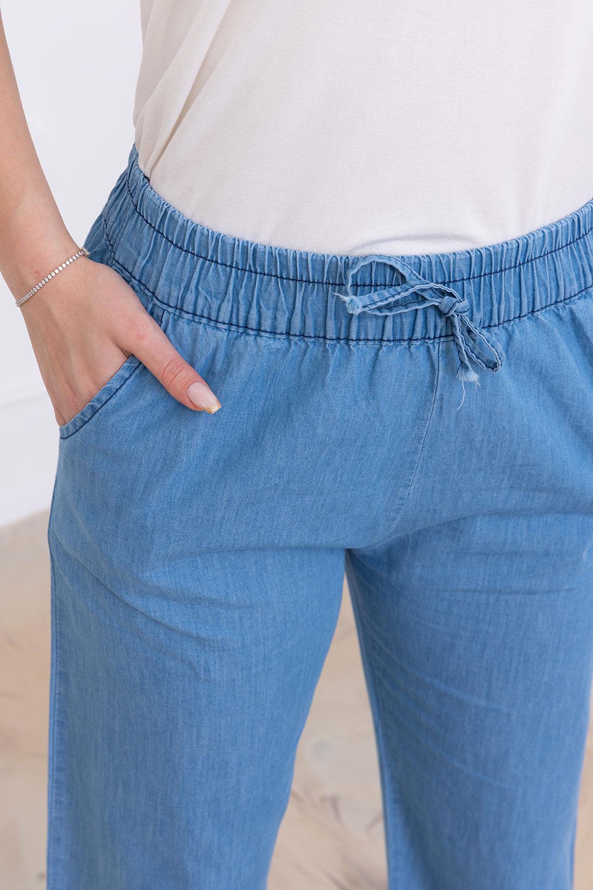 Beli Lastikli Pantolon Açık Mavi SS2726
