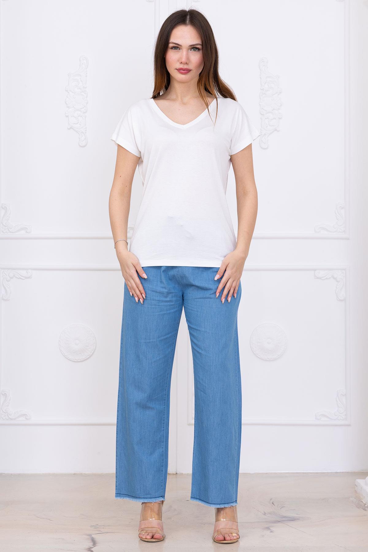 Beli Lastikli Pantolon Açık Mavi SS2726