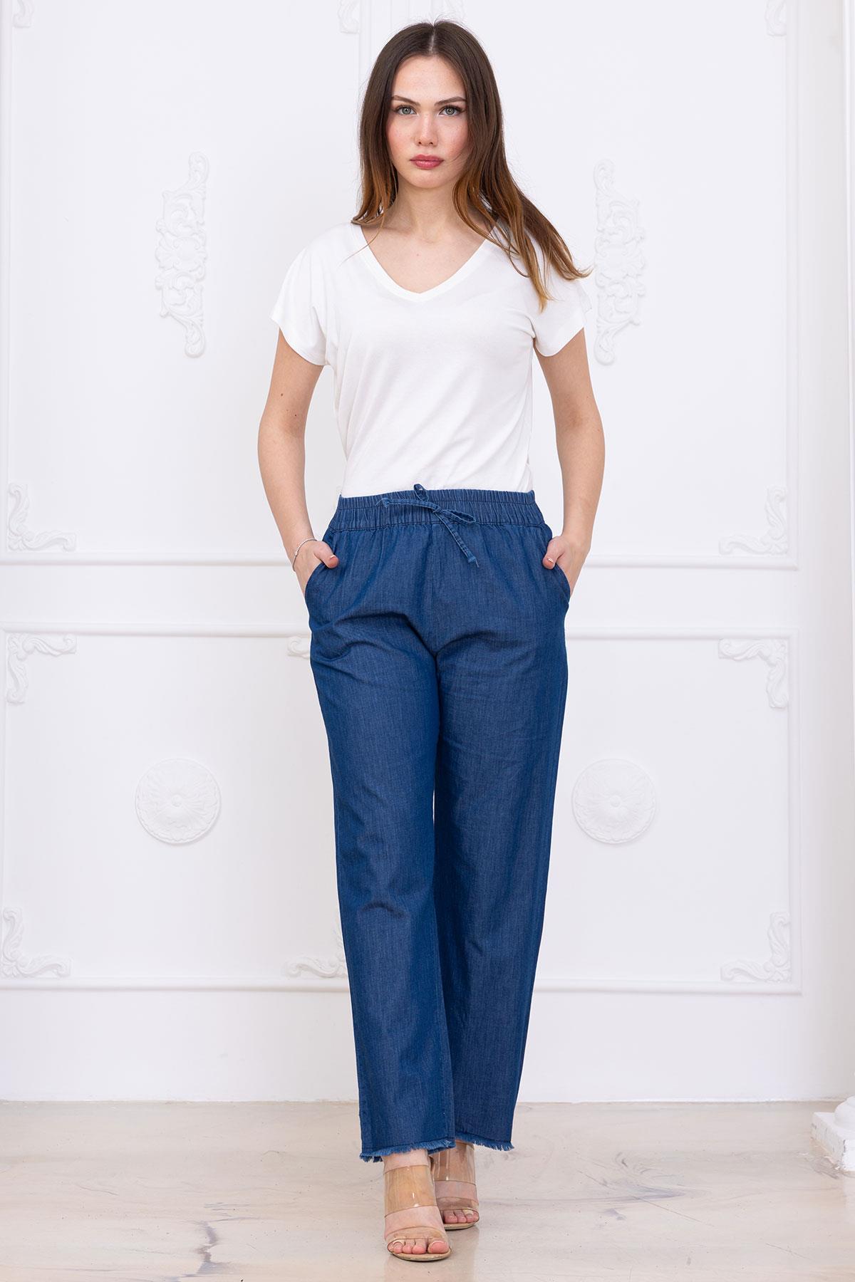 Beli Lastikli Pantolon Koyu Mavi SS2726
