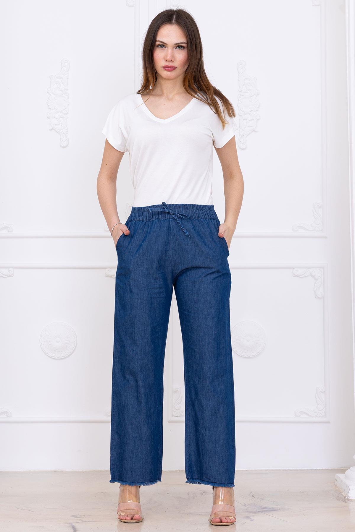 Beli Lastikli Pantolon Koyu Mavi SS2726