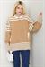 Bomber Yakalı Çizgili Triko Hırka SS2621 Camel