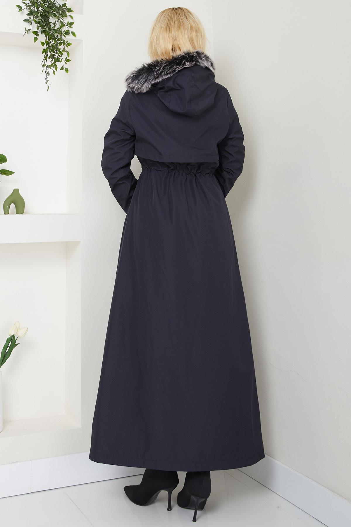 İçi Kürklü Tam Boy  Mont Lacivert SS2331