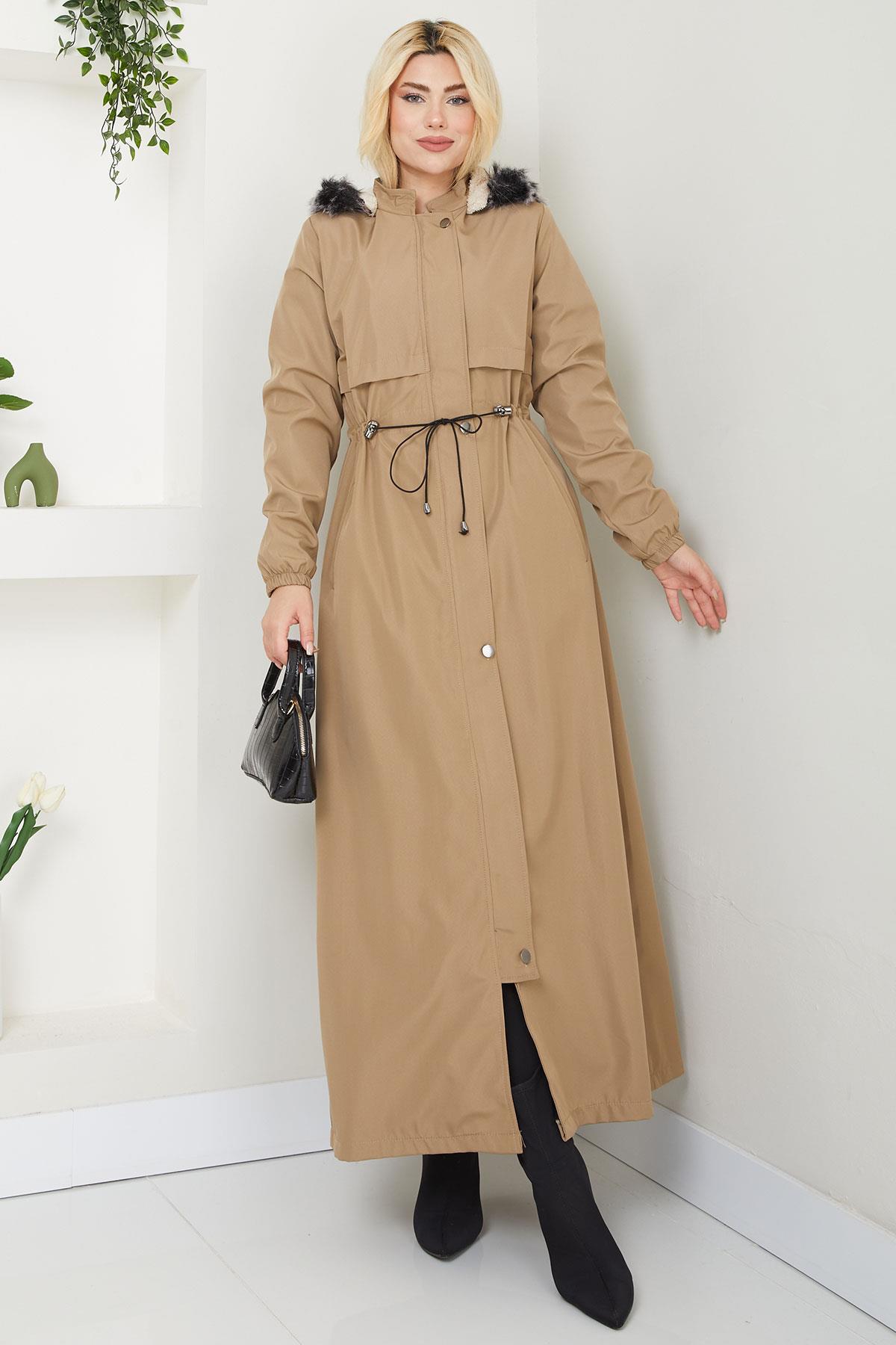 İçi Kürklü Tam Boy  Mont Vizon SS2331