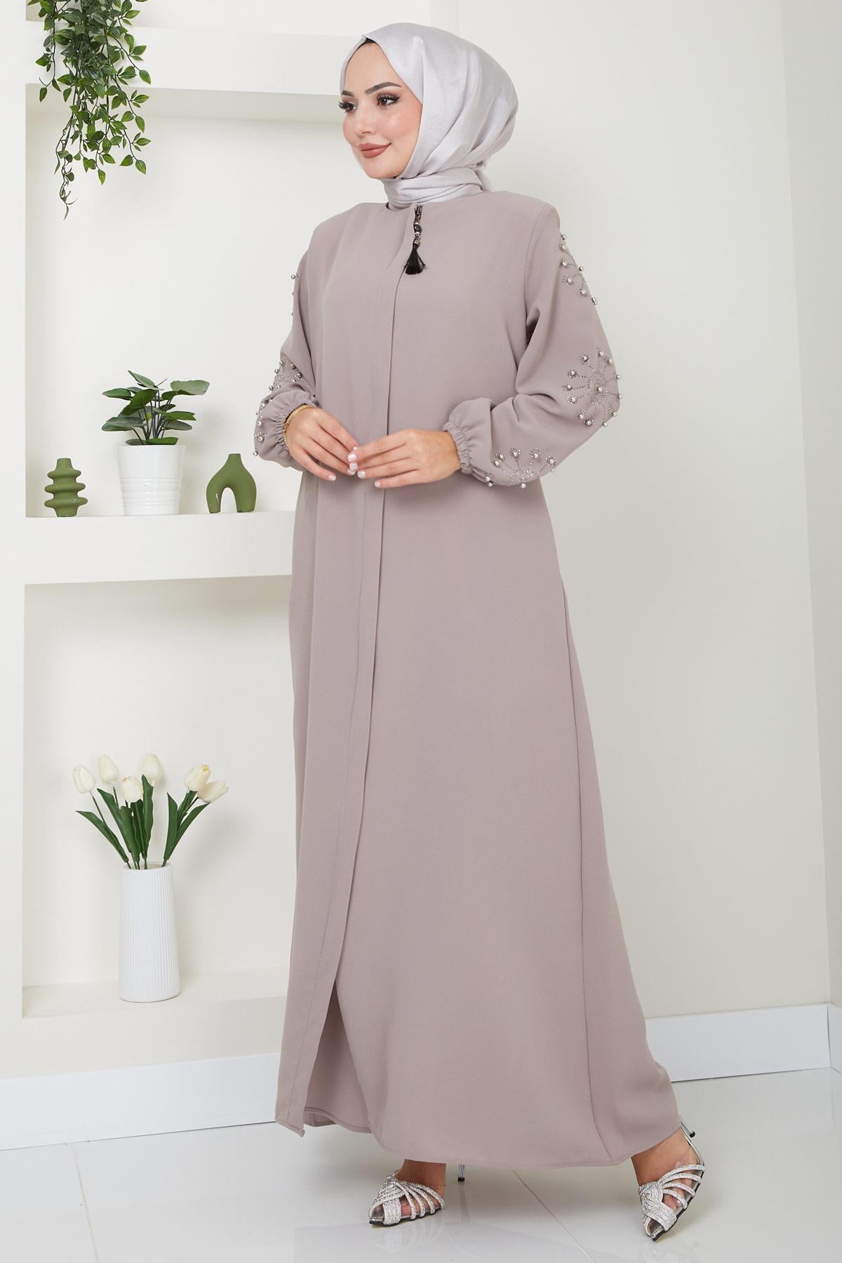 Kolu Taşlı ve İncili Ferace Bej HM2494