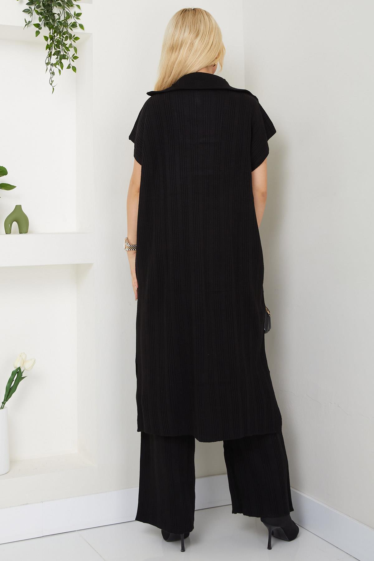 Pantolonlu Triko Takım Siyah SS2585