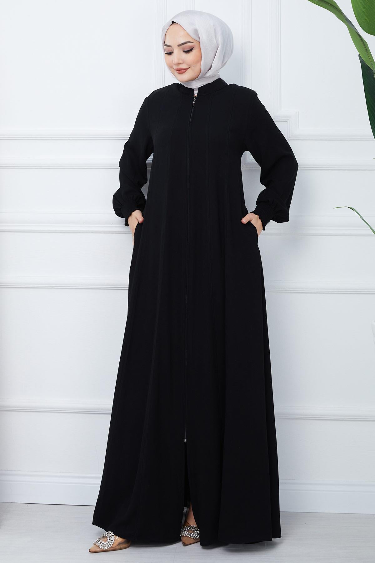 Parçalı Mevlana Ferace Siyah HM2362