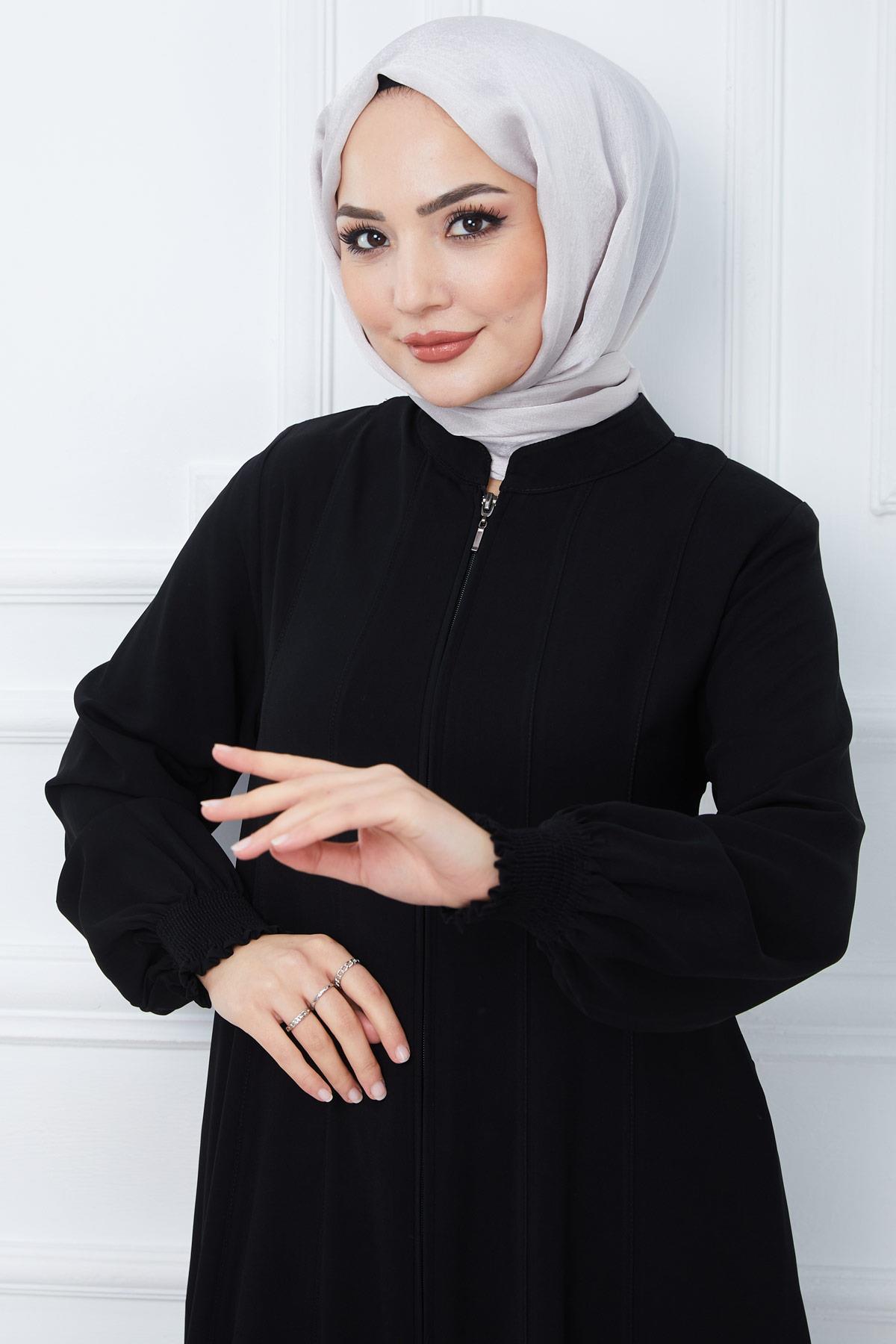 Parçalı Mevlana Ferace Siyah HM2362