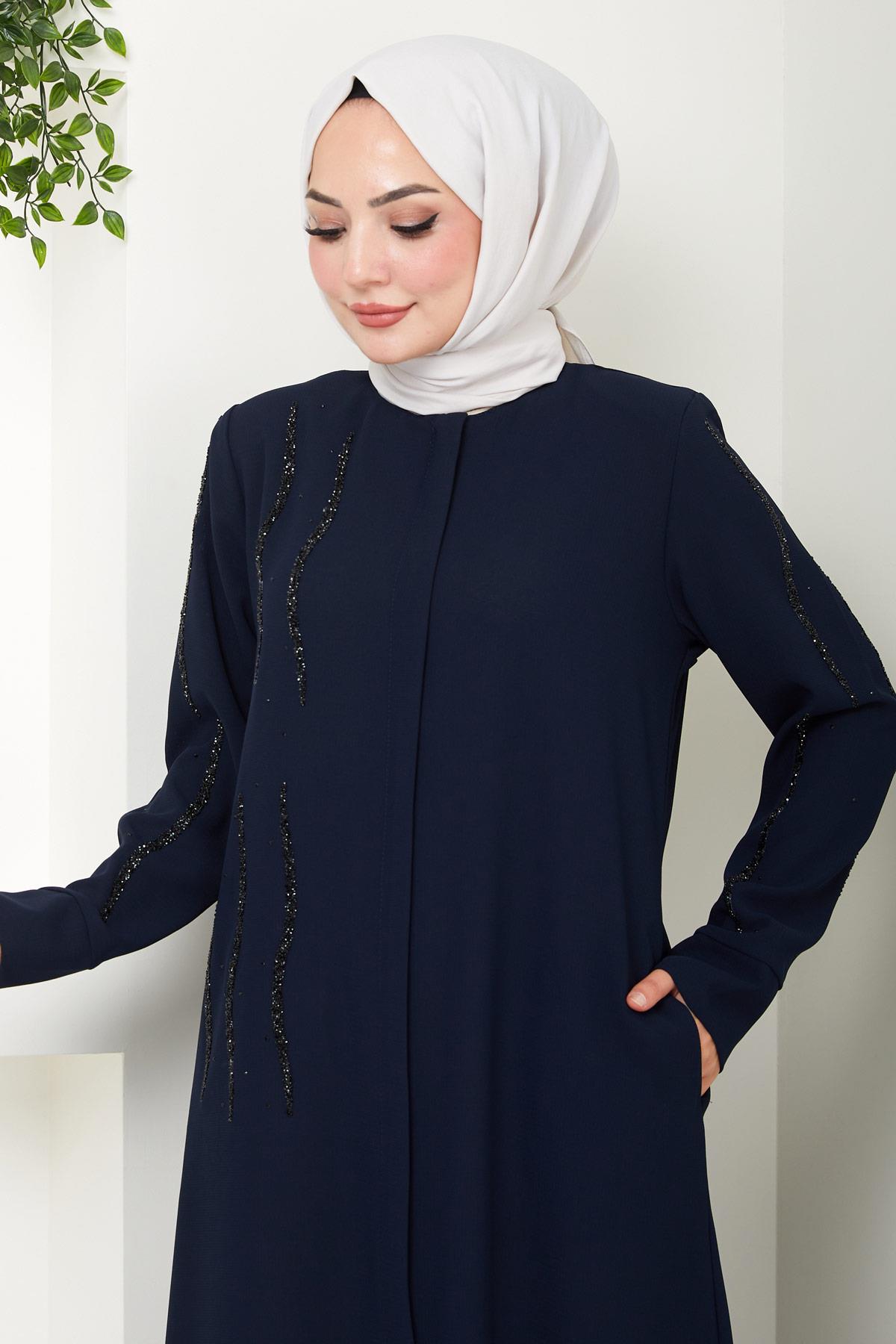 Sevgi Taşlı Ferace Lacivert HM2481