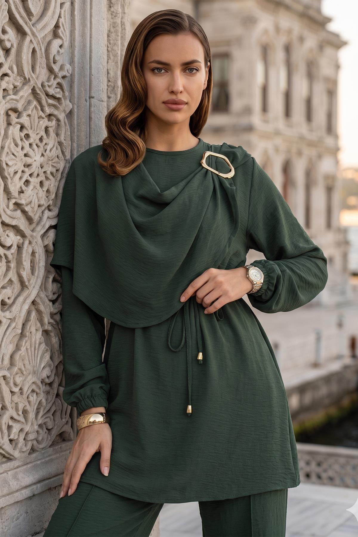 Toka Detaylı Pantolonlu Takım Haki SS2901