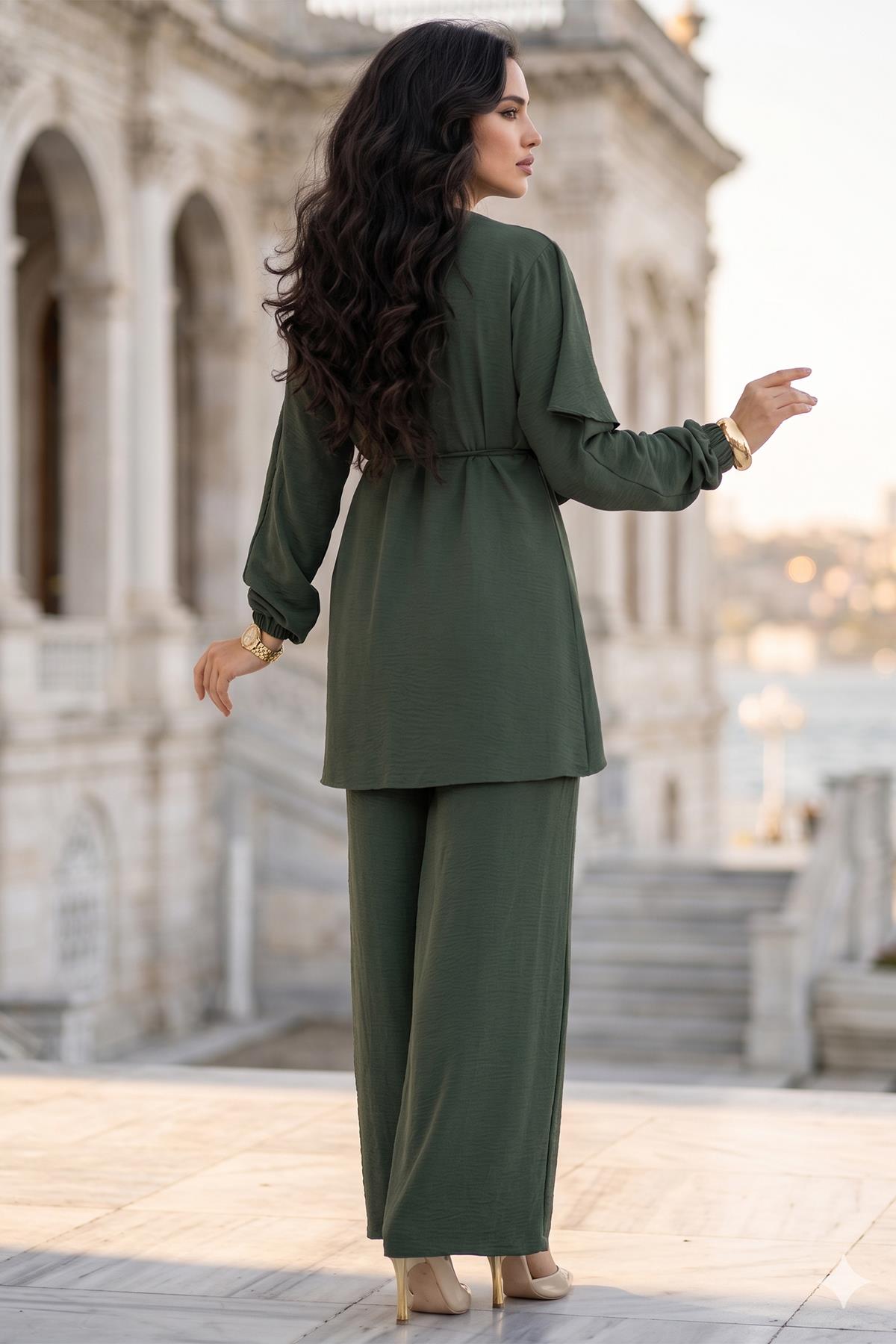 Toka Detaylı Pantolonlu Takım Haki SS2901