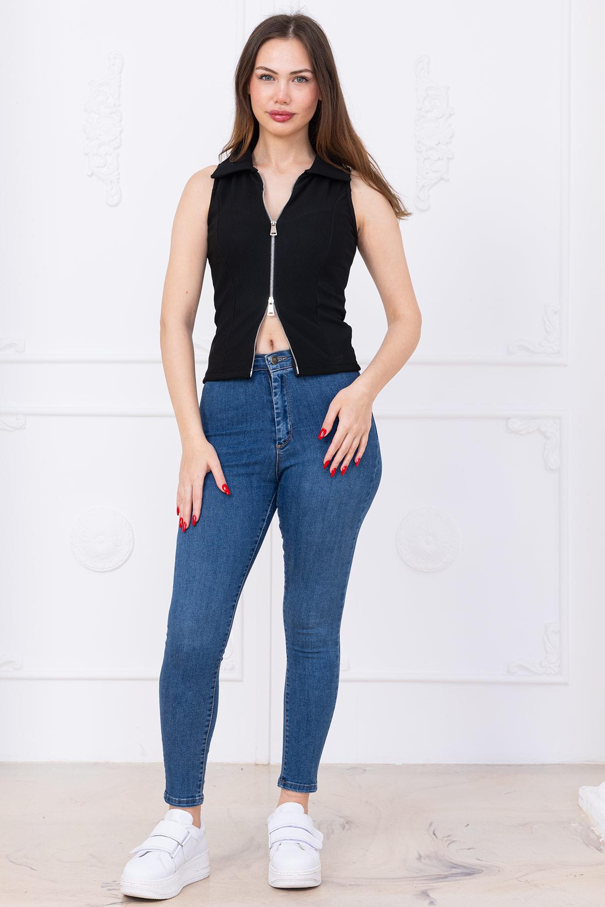 Fermuarlı Yelek Siyah SS2742
