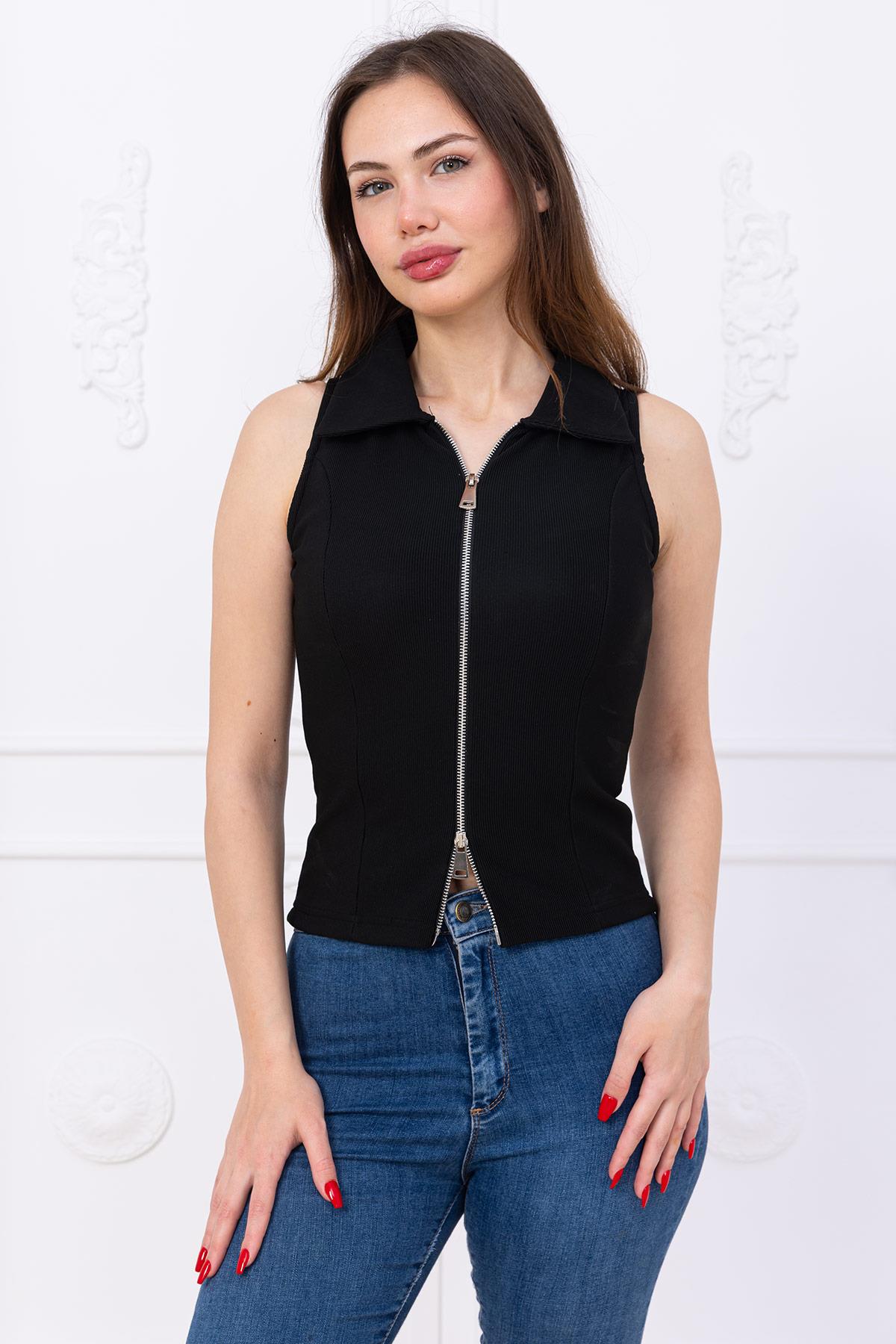 Fermuarlı Yelek Siyah SS2742