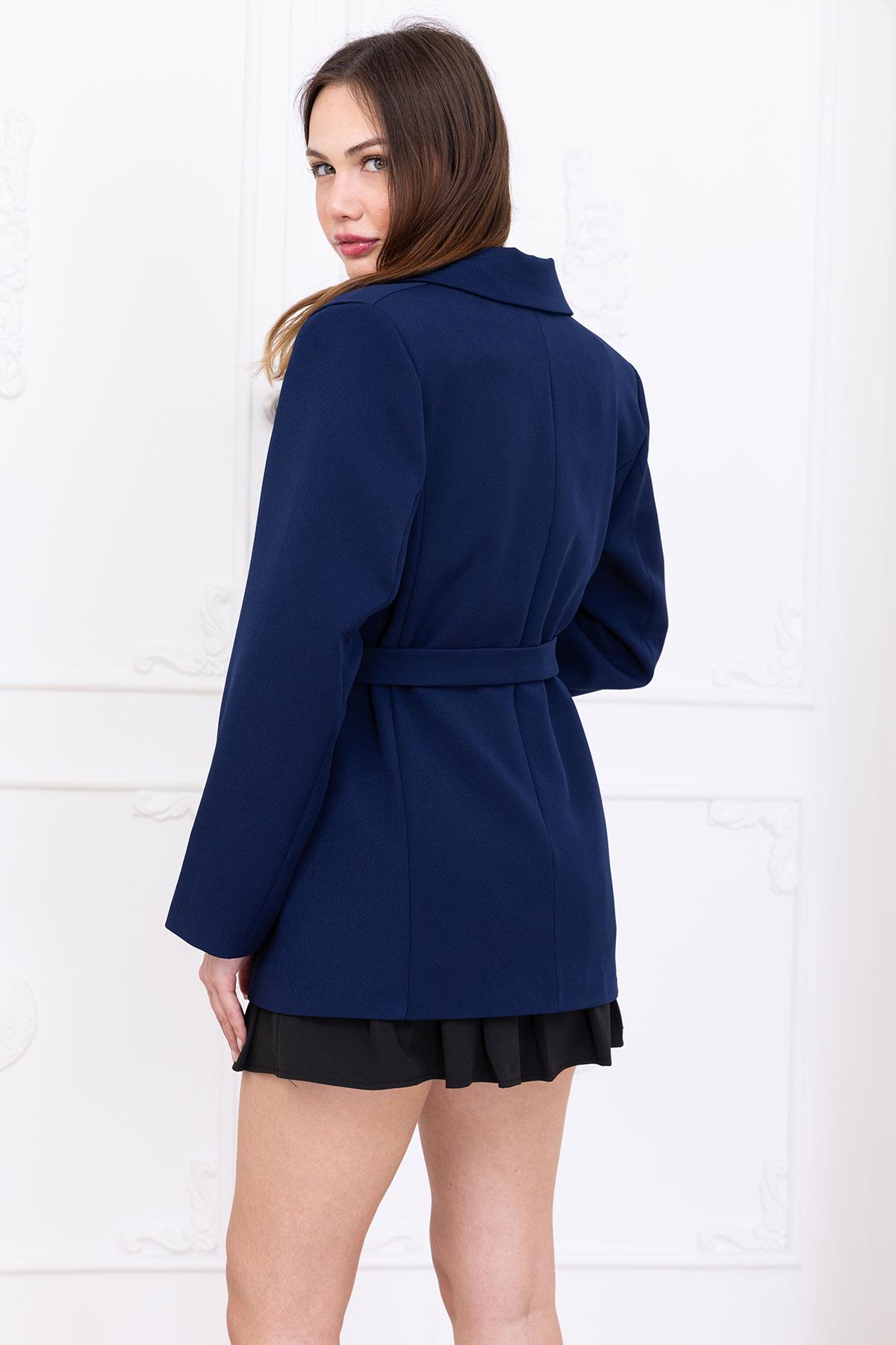 Kemerli Ceket Lacivert SS2697