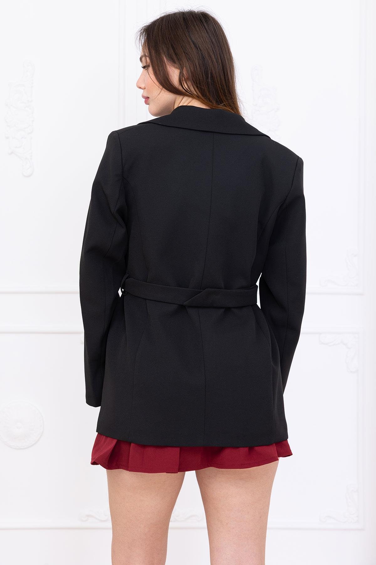 Kemerli Ceket Siyah SS2697