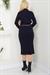 Kemerli Fitilli Triko Elbise Lacivert SS2598
