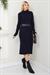 Kemerli Fitilli Triko Elbise Lacivert SS2598