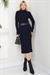 Kemerli Fitilli Triko Elbise Lacivert SS2598