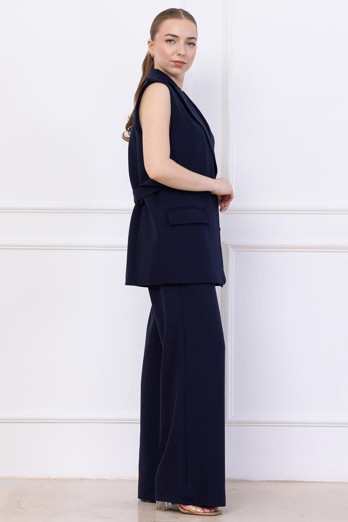 Kemerli Yelekli Takım Lacivert SS2749