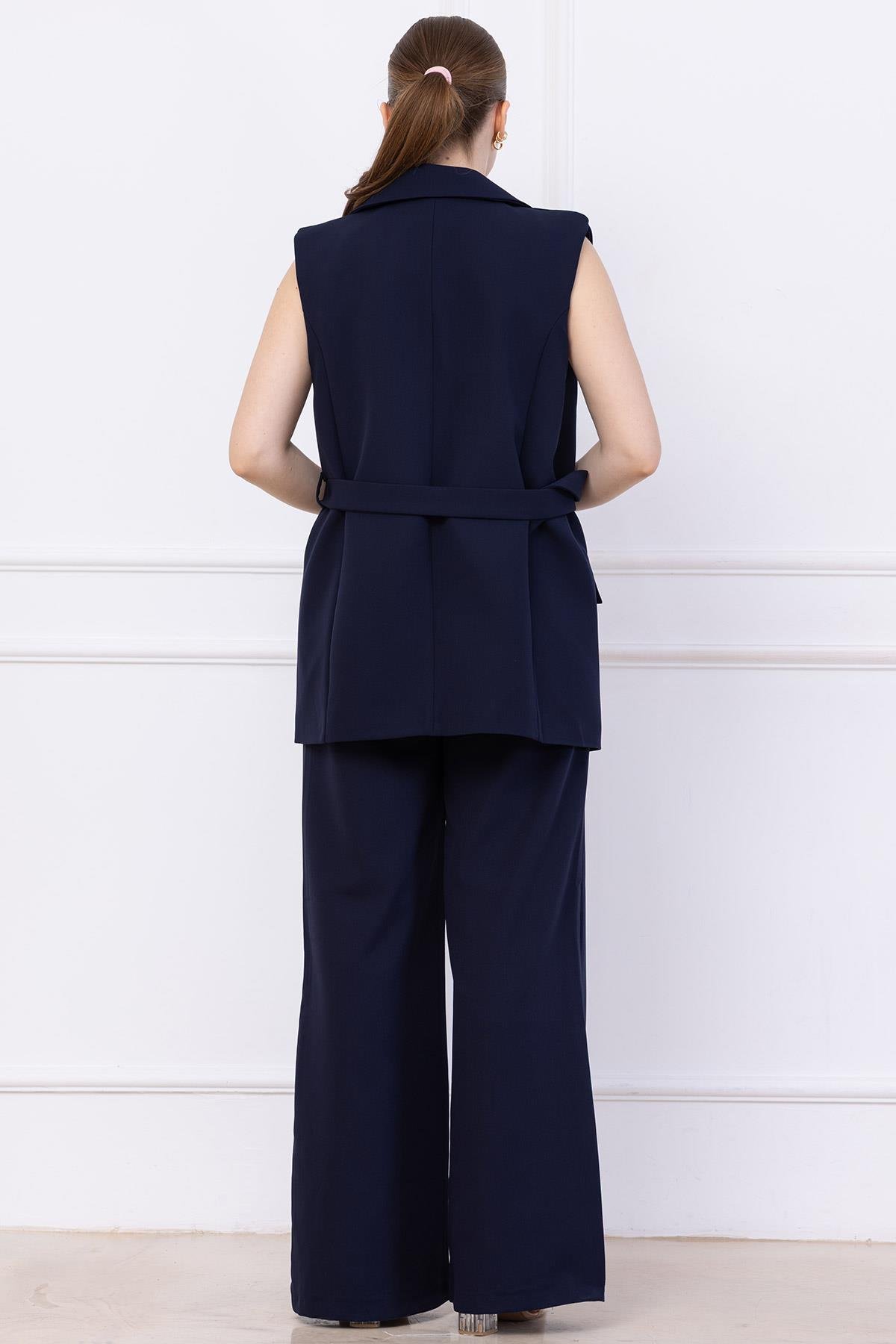 Kemerli Yelekli Takım Lacivert SS2749