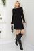 Madonna Yaka Fitilli Triko Elbise Siyah SS2569