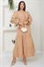 Önü Fırfırlı Kolu Bağlamalı Elbise Camel SS2078