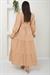 Önü Fırfırlı Kolu Bağlamalı Elbise Camel SS2078