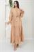 Önü Fırfırlı Kolu Bağlamalı Elbise Camel SS2078
