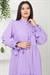 Önü Fırfırlı Kolu Bağlamalı Elbise Lila SS2078