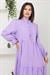 Önü Fırfırlı Kolu Bağlamalı Elbise Lila SS2078
