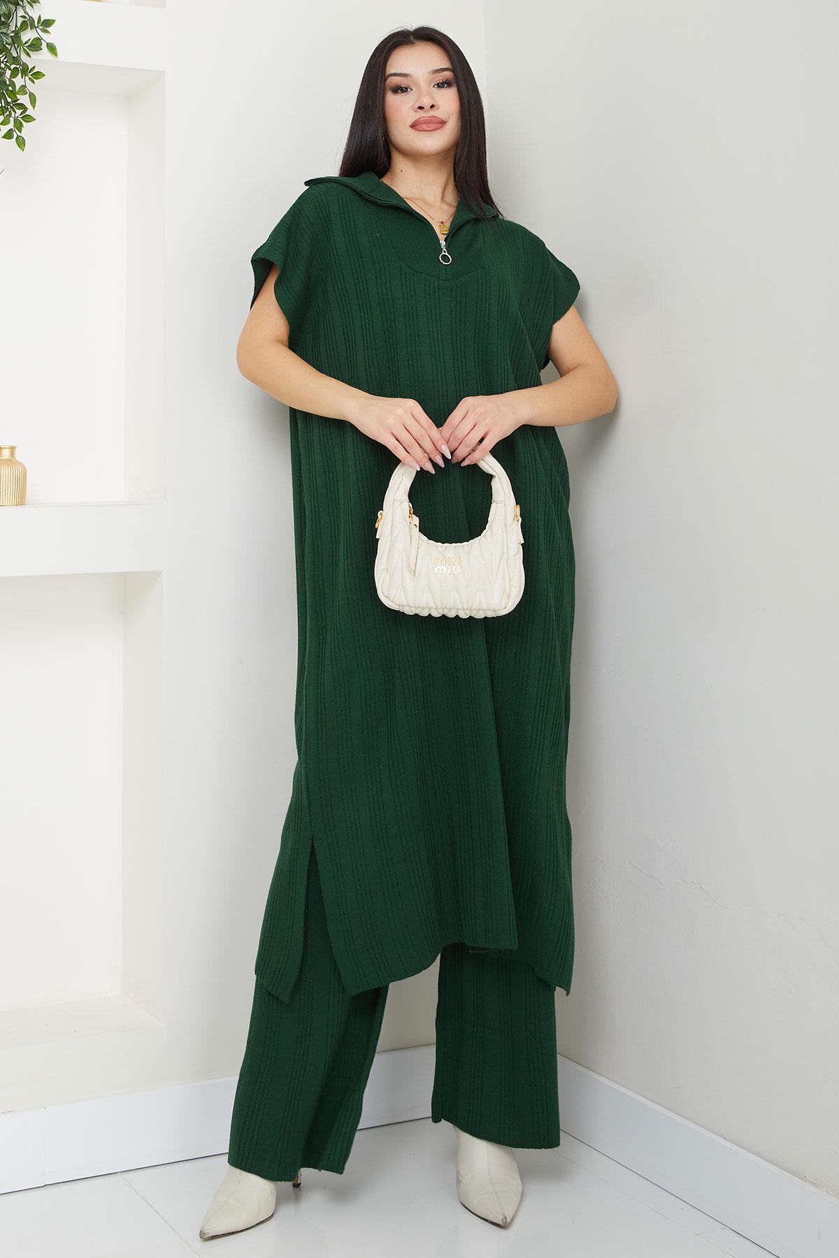 Pantolonlu Triko Takım Zümrüt SS2585