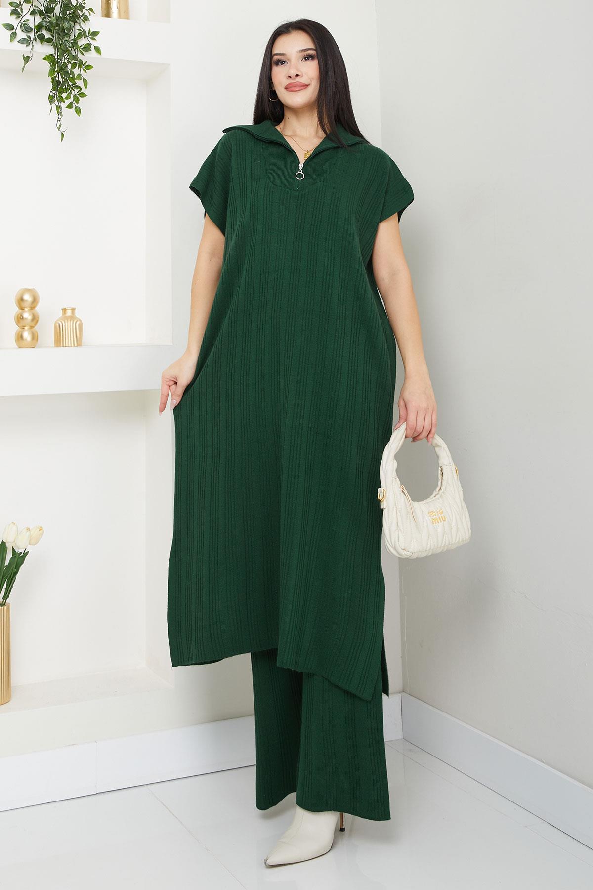 Pantolonlu Triko Takım Zümrüt SS2585