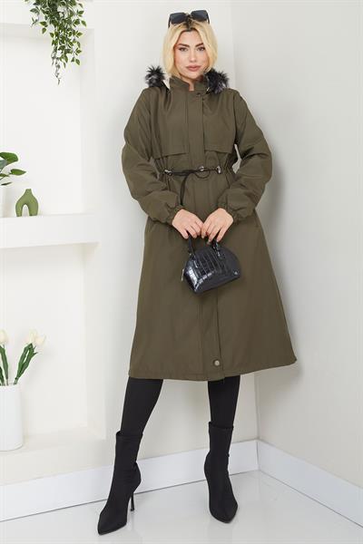 Allerli İçi Kürklü  Mont Haki SS2330