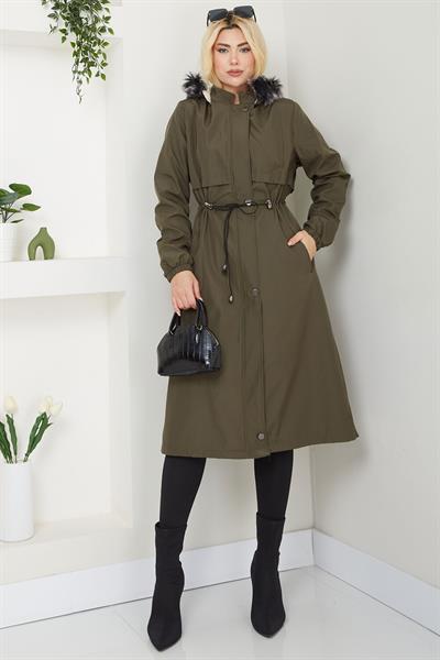 Allerli İçi Kürklü  Mont Haki SS2330