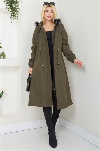 Allerli İçi Kürklü  Mont Haki SS2330