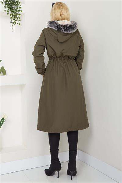 Allerli İçi Kürklü  Mont Haki SS2330